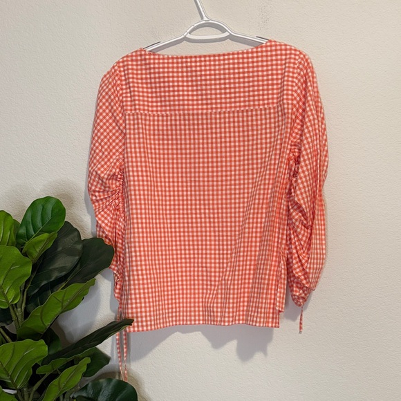 NWT Salmon Pink and white gingham Checkered Women's Top M - Picture 3 of 3